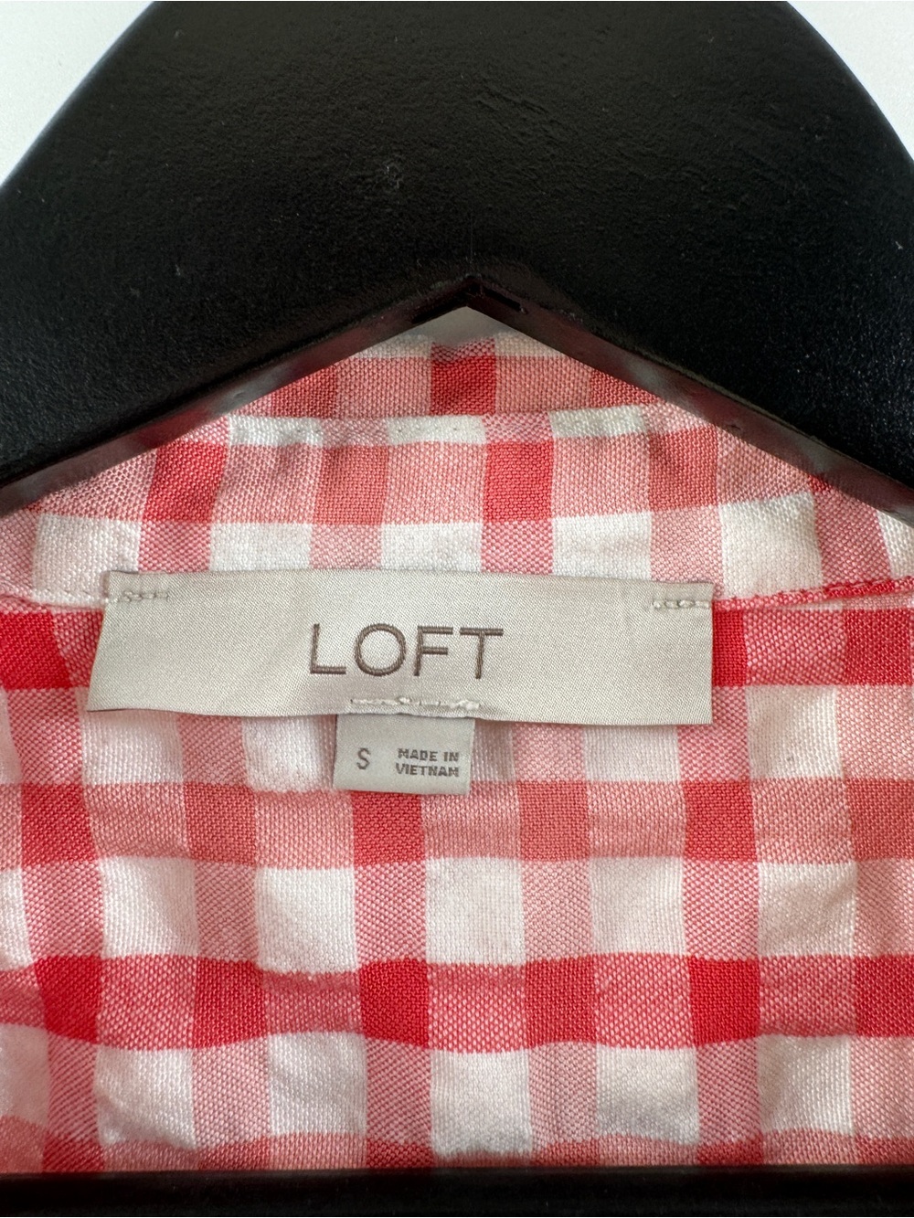 LOFT Red Gingham Button Down Top Women's Small Tie Front Blouse - Picture 5 of 9